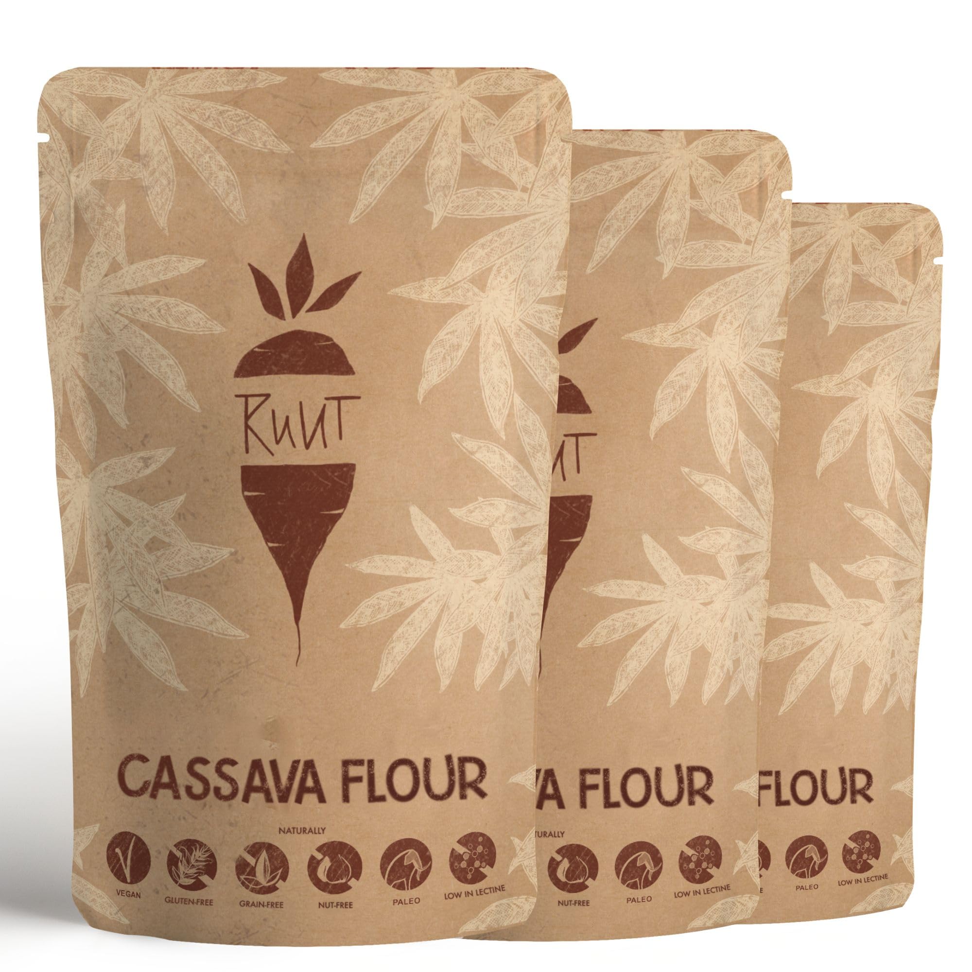 Ruut Cassava flour / 100% Natural/Paleo/Vegan/Gluten Free Flour/Nut-free Baking/Healthy Bread Baking/Grain Free/Autoimmune Diet (AIP) / Low-FODMAP/No Additives / 3x1000g