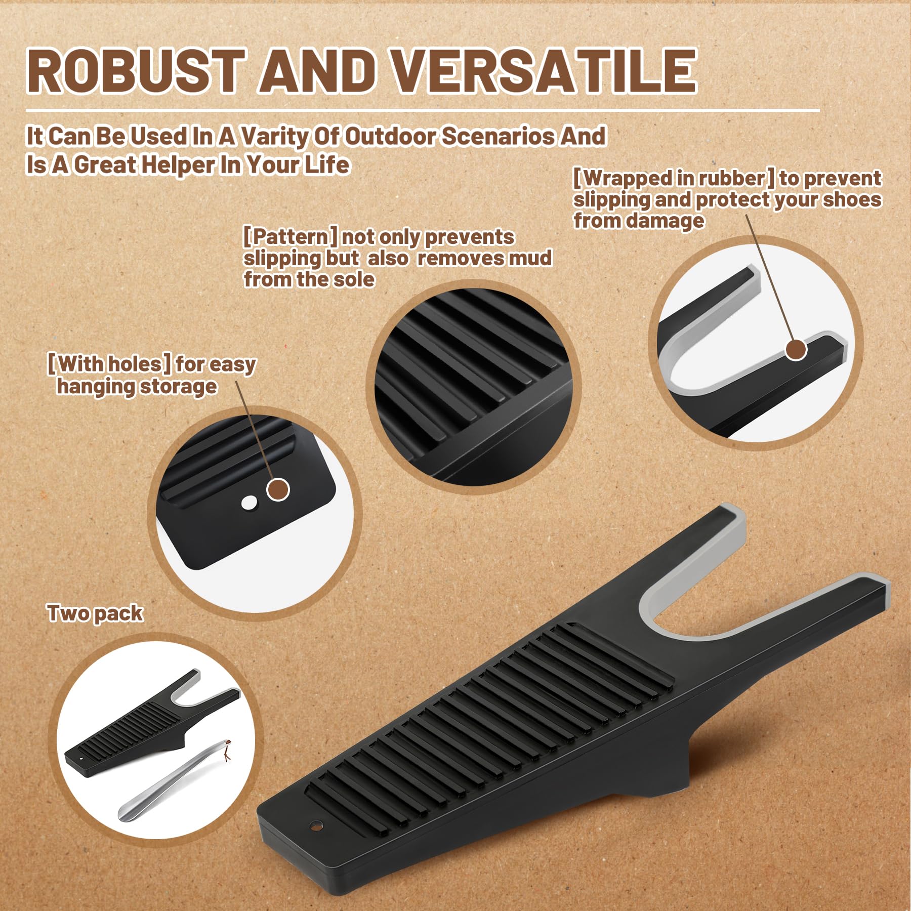 ZOMAKE Extra Grip Cavastivali Levastivali Completamente Impermeabile Plastica LEVA Stivali,Boot Jack con Raschietto per Fango per Stivali in Pelle di Gomma a Rimozione Rapida