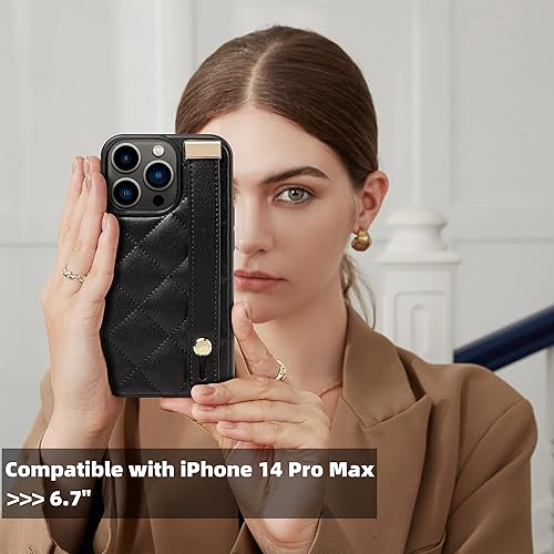 Miniatura 2 de ZVE iPhone 14 Pro Max - Funda acolchada de piel con función atril para mujer, con correa compatible con iPhone 14 Pro Max, 5G de 6.7 pulgadas, color