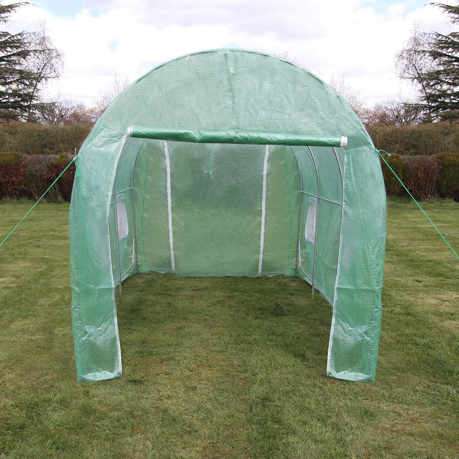 Tunnel-Gewächshaus aus Polyethylen mit verzinktem Metallrahmen, PE-Abdeckung für Garten, Zelt für den Außenbereich, mit Fenstern und Türen, Pflanzen 19 mm Garten