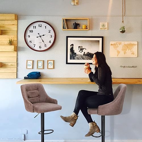 Miniatura 7 de HERAS PALACE Taburetes de bar giratorios taburete giratorio de altura de mostrador con reposabrazos y respaldo moderno taburete de bar de piel