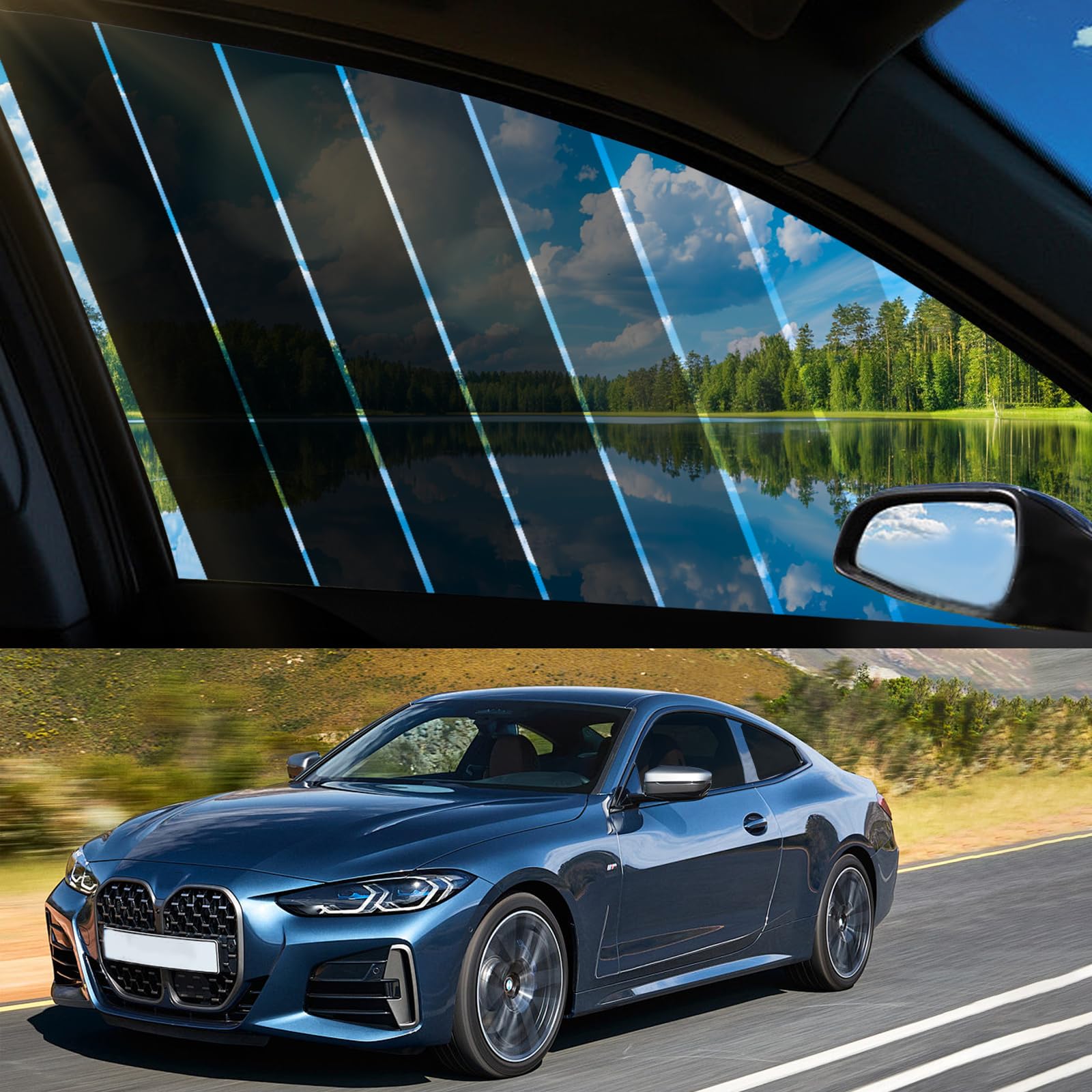 Película tintada para auto, película de protección solar autoadhesiva para parabrisas, película de protección visual, bloquea rayos UV/IR, protección solar, película para ventanas de auto resistente a
