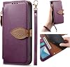 Funda para Teléfono Compatible con Vivo X100 5G con Cordón, Cremallera, Tarjetero, Soporte Abatible y Imán, Color Púrpura 3