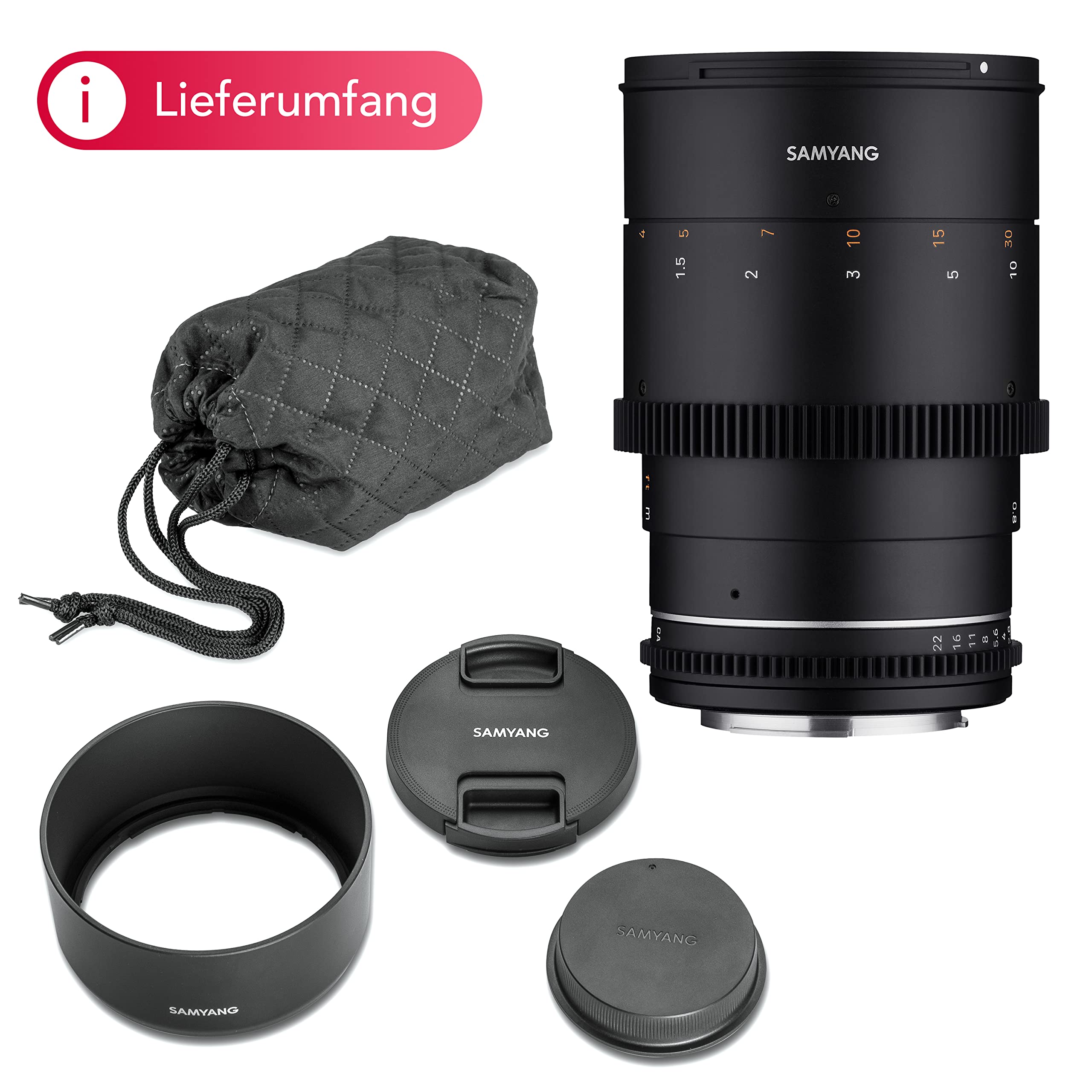 Samyang MF 135 mm T2,2 VDSLR MK2 MFT – Video Cine obiektyw teleobiektyw ogniskowy do aparatów Micro Four Third, ręczna ostrość, do Panasonic DC-GH5s DC-GH5 II BGH1 Olympus OM-D E-M1 Mark III