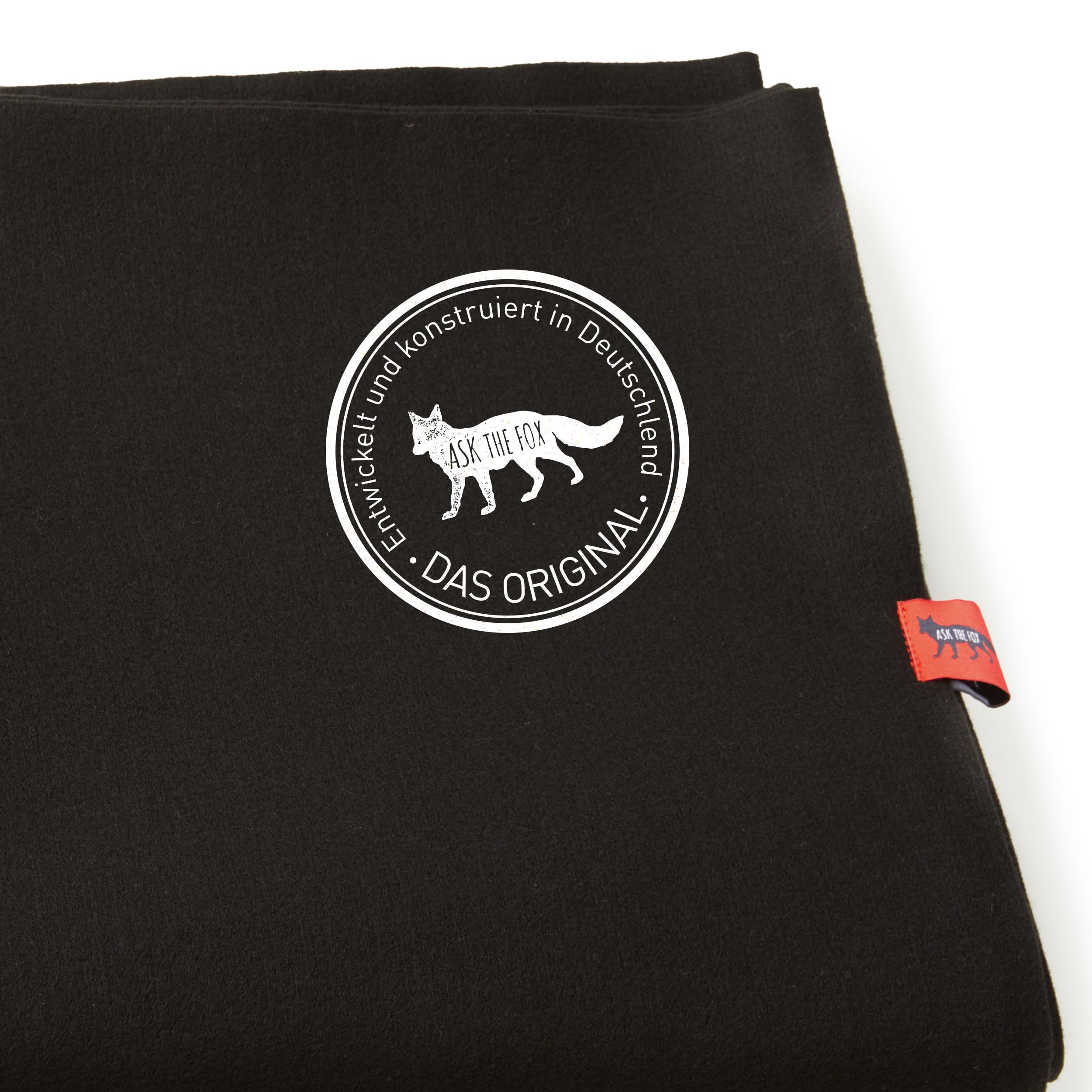 Hoodie Fox - Manta con capucha ignífuga, suave, transpirable, hipoalergénica, seguridad de la cabeza a los pies, ideal para casa y de viaje, con cabecero, 160 x 200 cm, color negro