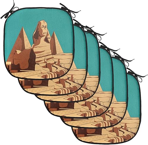 Miniatura 86 de Lunarable Cojín retro para silla, dibujo de chica a la moda en tierra primavera campo margaritas arte, acolchado de asiento para cocina y patio con