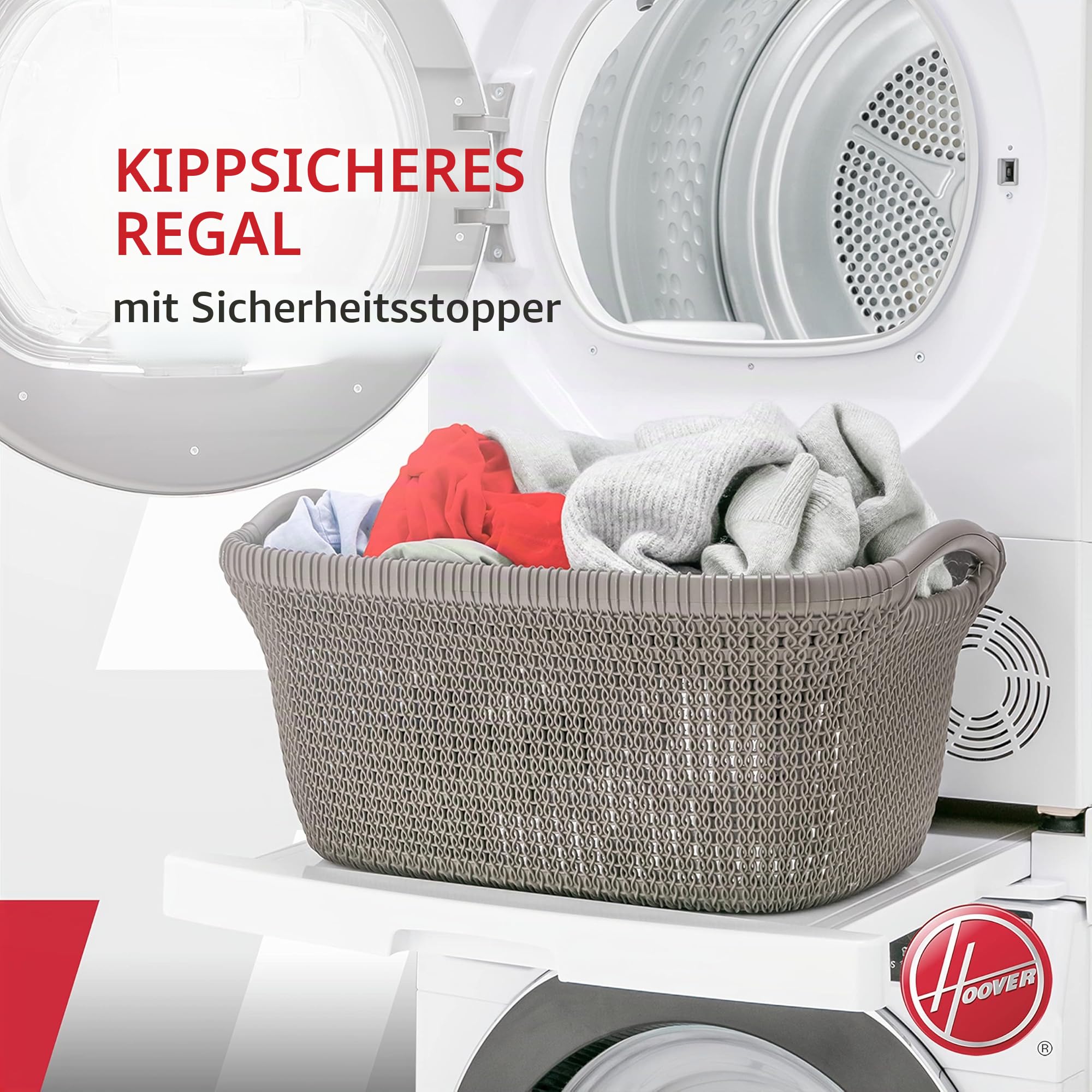 Hoover Universal Stapelset mit Schieberegal für Waschmaschinen und Trockner 47-62 cm Weiß