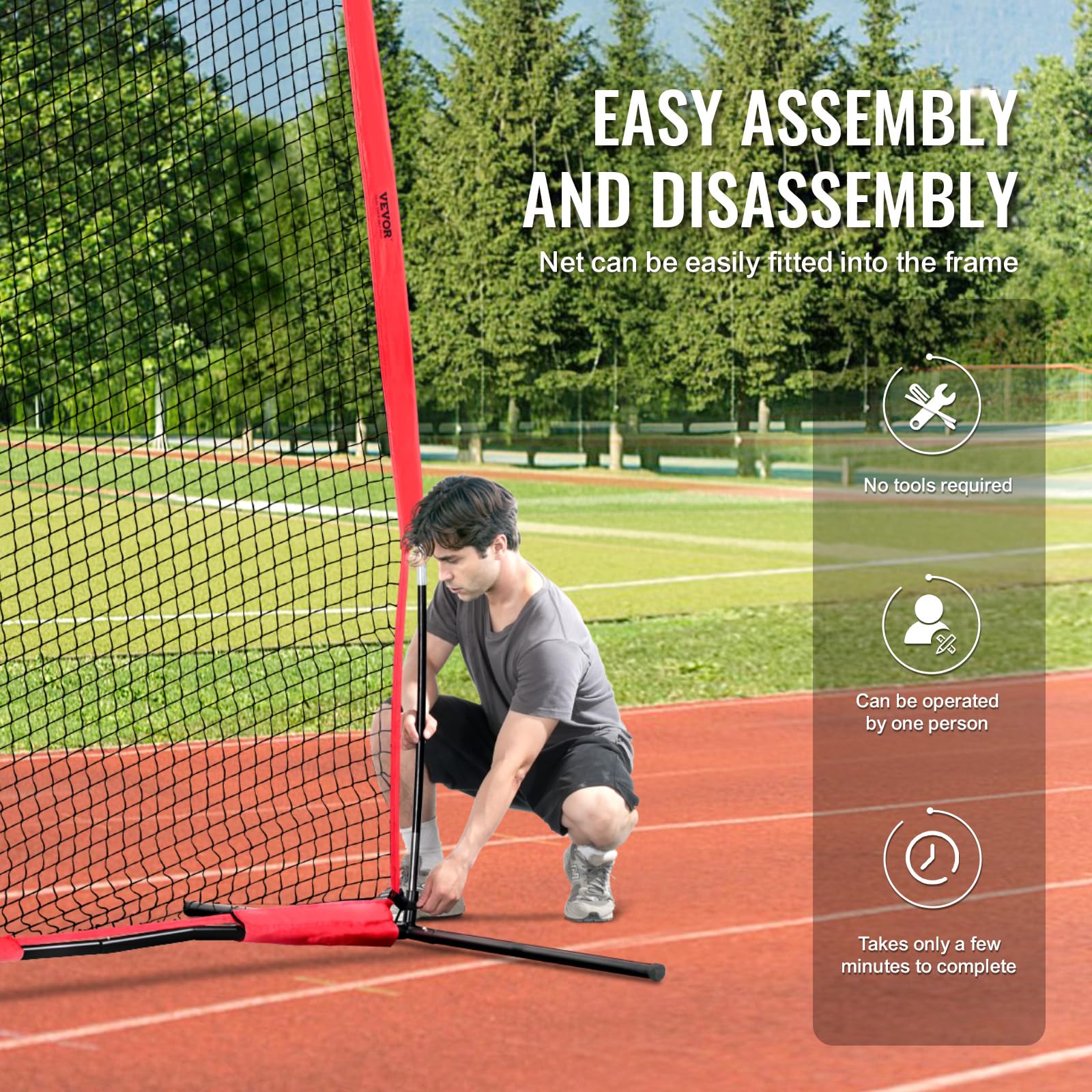 VEVOR Barricade - Red de Barrera Deportiva para Pelotas, Equipo de práctica portátil con Bolsa de Transporte, Pantalla de protección para béisbol, sóftbol, Lacrosse, fútbol, Hockey, Entrenamiento,