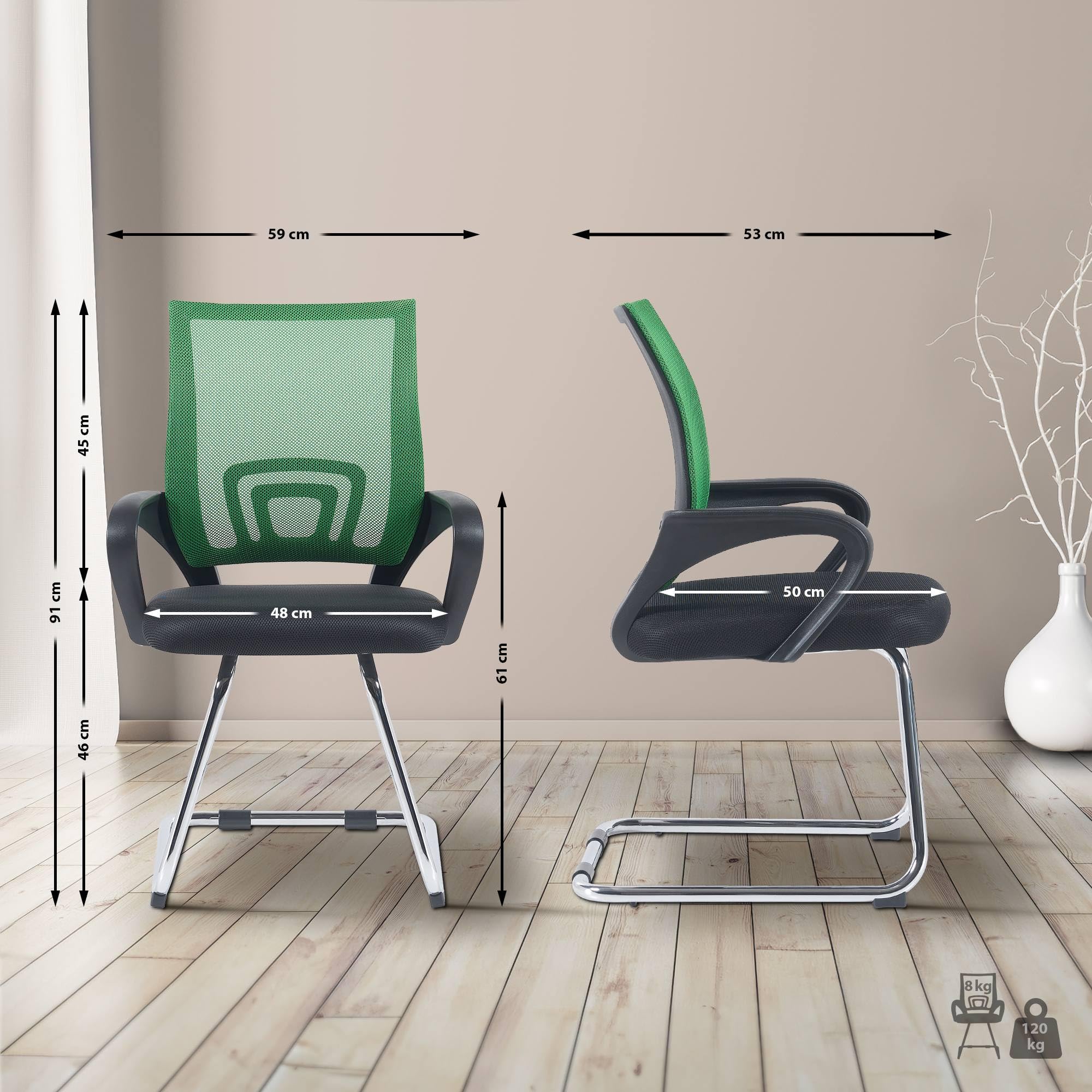 CLP Chaise De Visiteurs Eureka en Maille I Siège Zone D'attente avec Accoudoirs I Chaise avec Piètement en Métal I Patins antidérapant Couleur:Vert