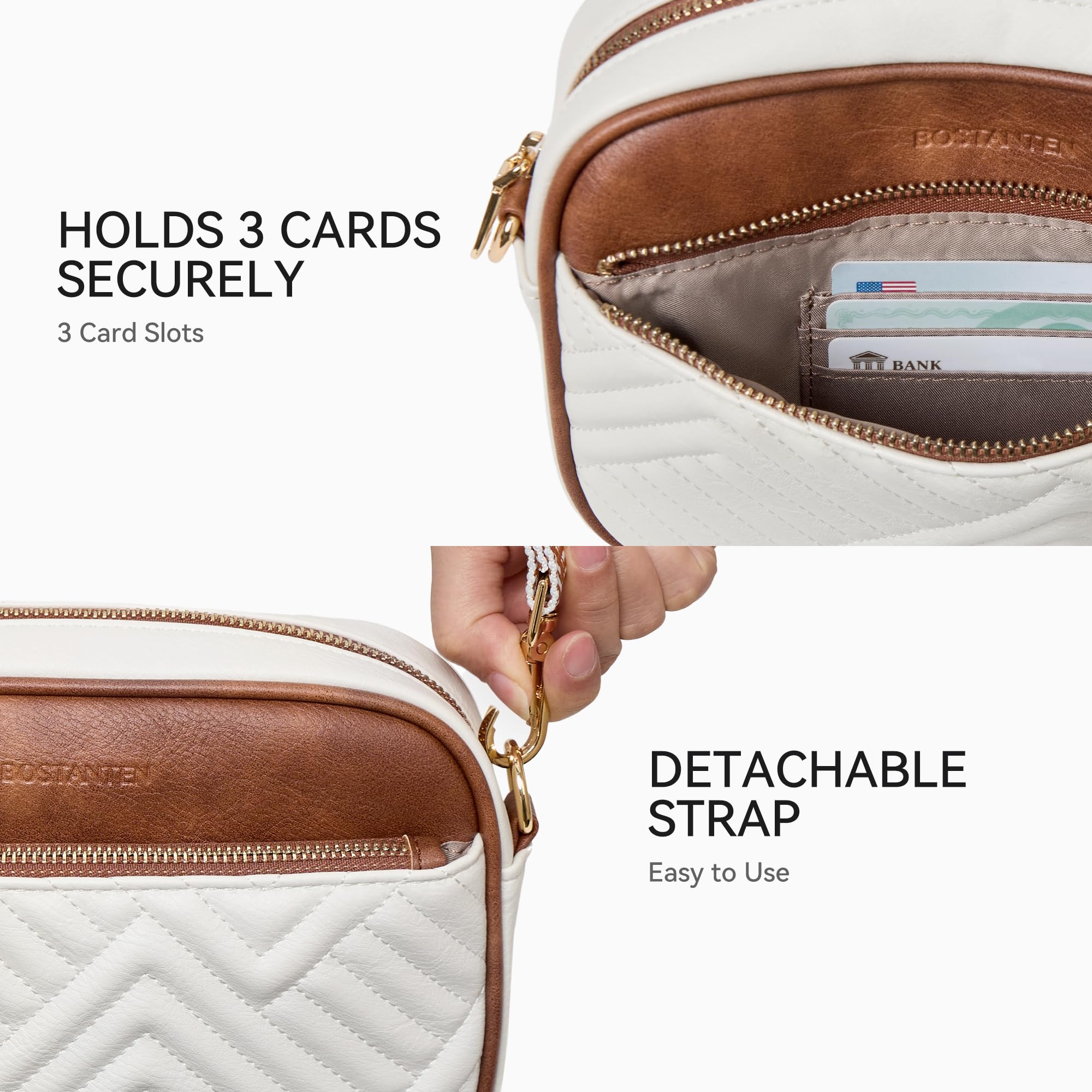 BOSTANTEN Quilted Crossbody Bags for Women Vegan Leather Purses Small Shoulder Handbags with Wide Strap