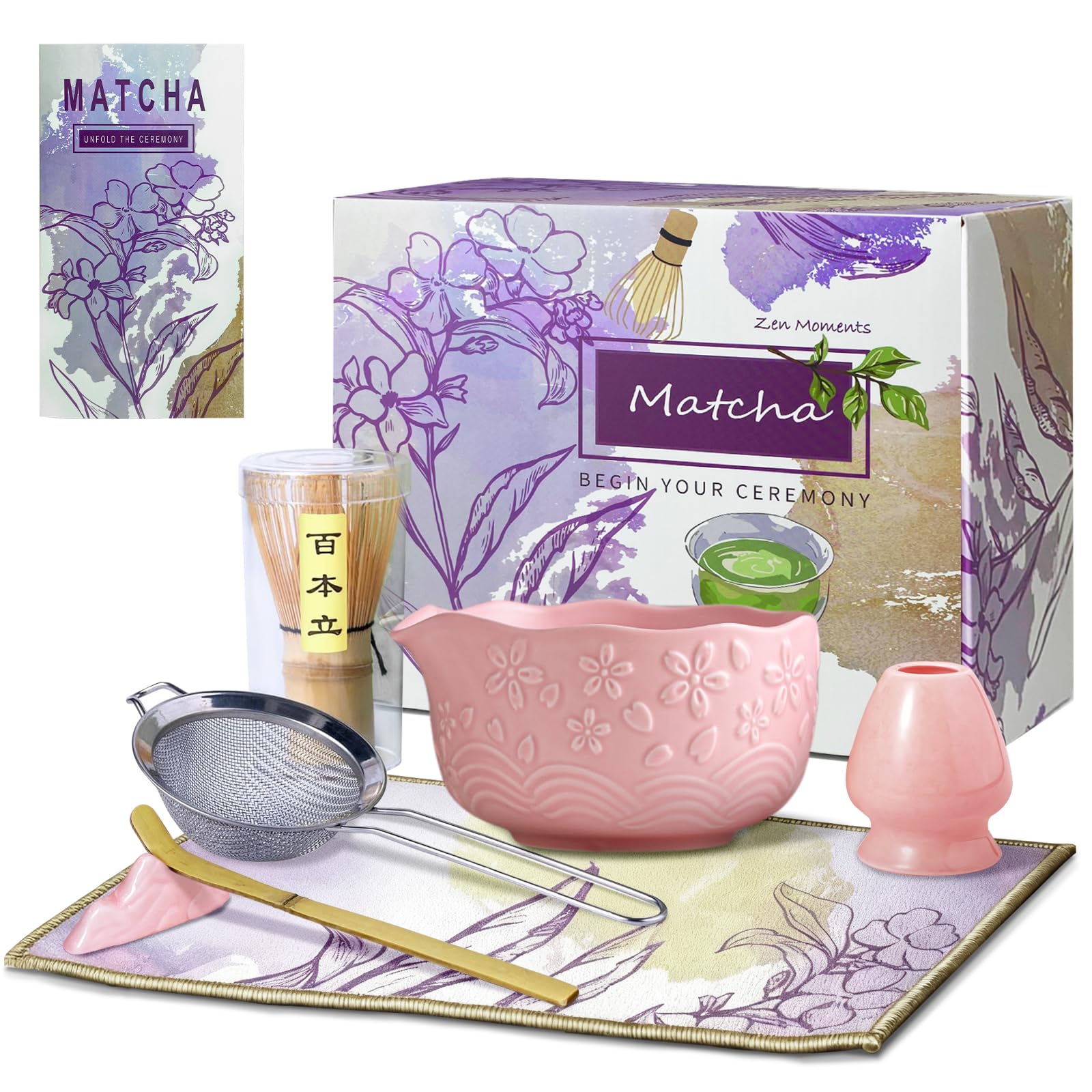 Matcha Whisk Set, Pink Matcha Set, Ceramic Matcha Kit, Matcha Tea