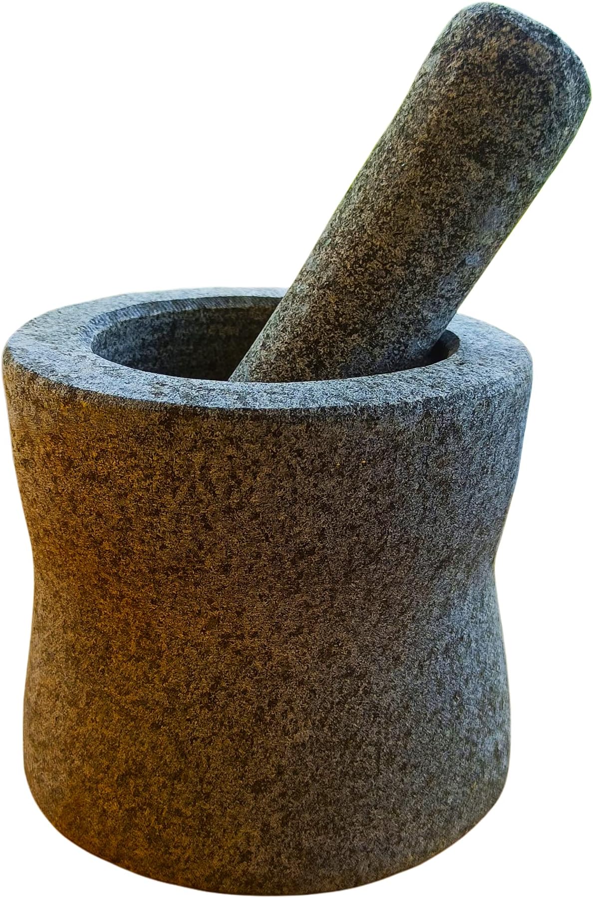 Subaa Mortar and Pestle Set | Ginger Garlic Crusher for Kitchen Unpolished Heavy Stone Material | Best Masher Kitchen Tool | okhli and musal | Ammi kallu (5.5inch)