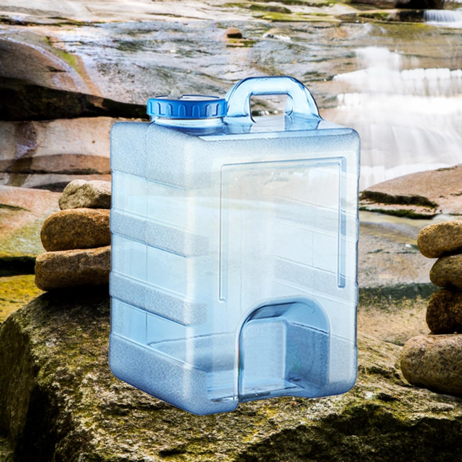 Botella Portátil para Agua Cubo Contenedor Depósito con Salida PC Alimentario Tapón Asa Resistente Adecuado para Camping Excursiones Viajes