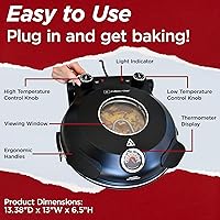 Vista 5 de CULINARY CHEF Electric Pizza Oven with Ceramic Stone, Viewing Window, Adjustable Heat Control, Timer and 1200W Baking Power, DIY Homemade Pizzeria