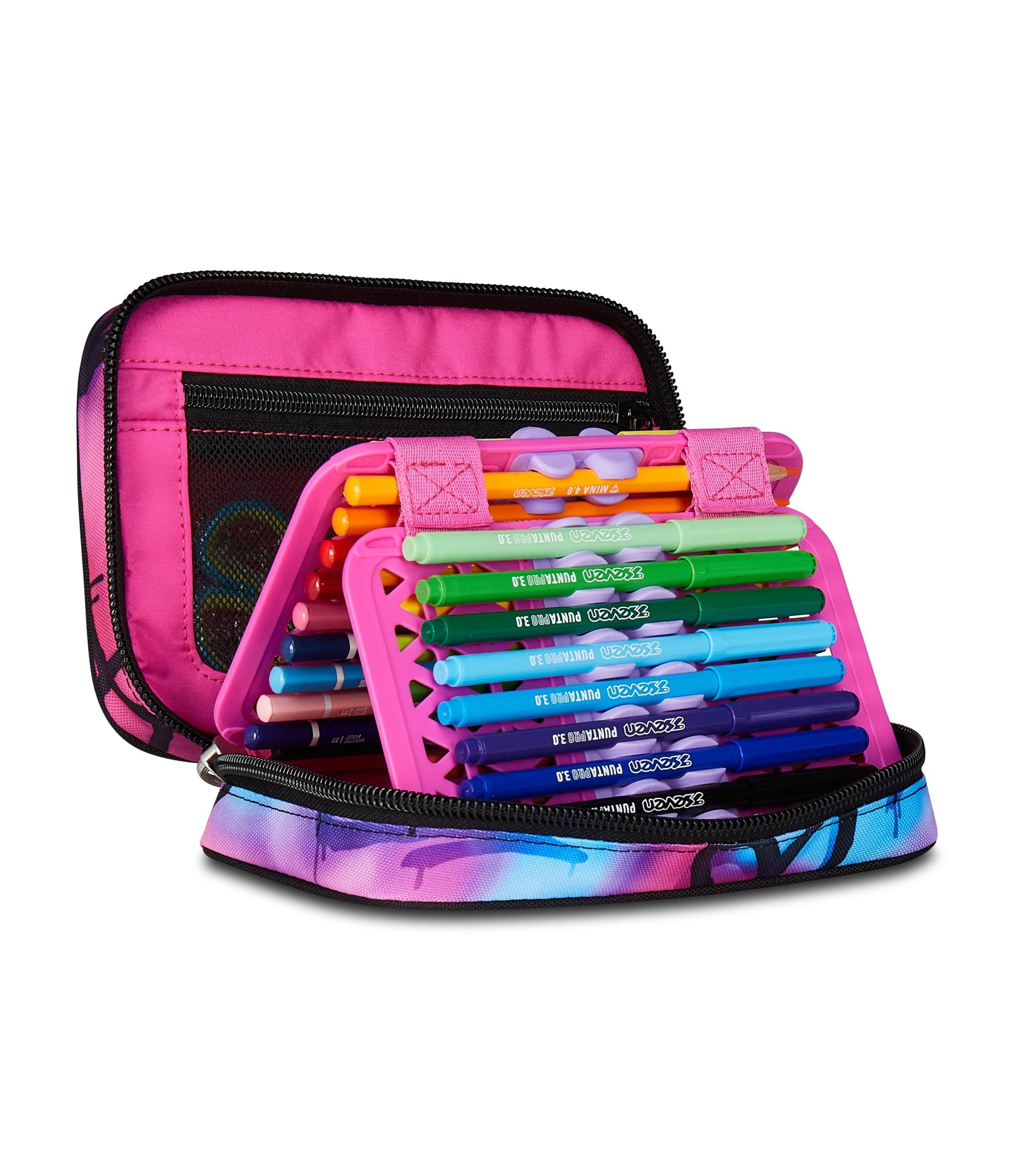 Seven Astuccio Scuola Elementare, 1 Zip, con Matite, Pennarelli, Penne, Speed Pad, Bambina, Ragazza, viola blu