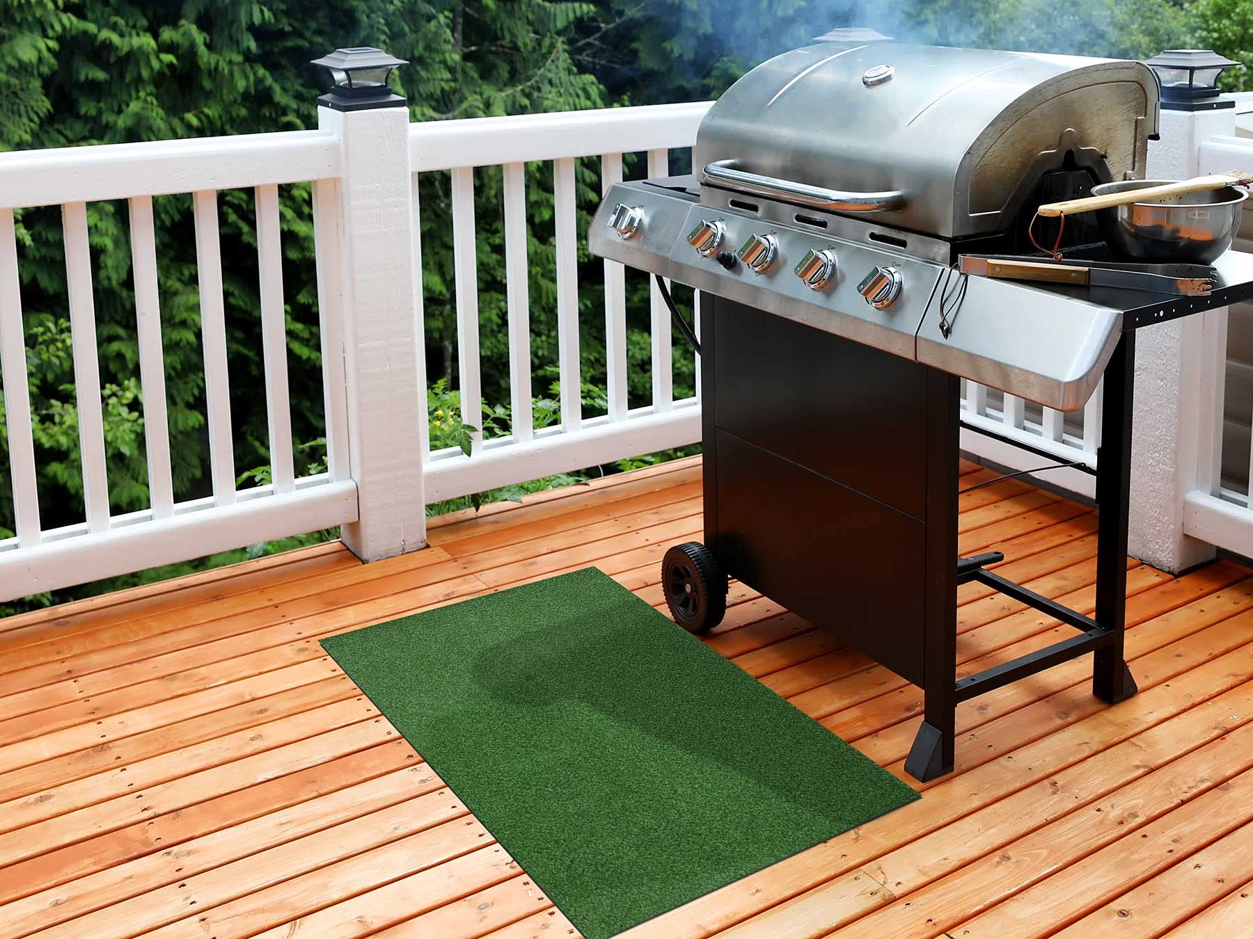 BBQ Barbecue Grillunterlage Bodenschutzmatte für Grill Brandhemmend - CALIFORNIA 100x180cm, Robuste, Feuerfeste Schmutzfangmatte, Grillschutzmatte