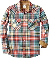 Dubinik Men's Flannel Pearl Snap Shirt Long Sleeve 100% Cotton Western Plaid Cowboy Casual Soft Cozy Vintage