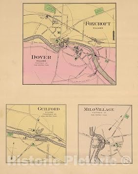 Historic Pictoric Foxcroft, Dover, Guilford, Milo, Piscataquis County, Maine - Railroad Map, 1885-24in x 30in