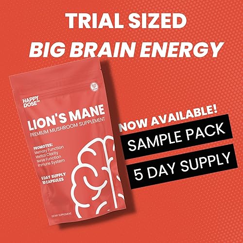 Miniatura 7 de HAPPYDOSE - Suplemento de hongo de melena de león  Cápsulas de extracto de hongo en polvo  Suplemento natural de refuerzo cerebral  Suplemento de