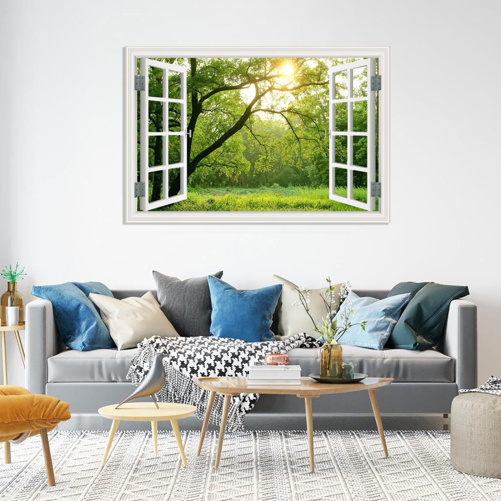 Amazon.com: Window View Canvas Wall Art,sunrise sunlight passing