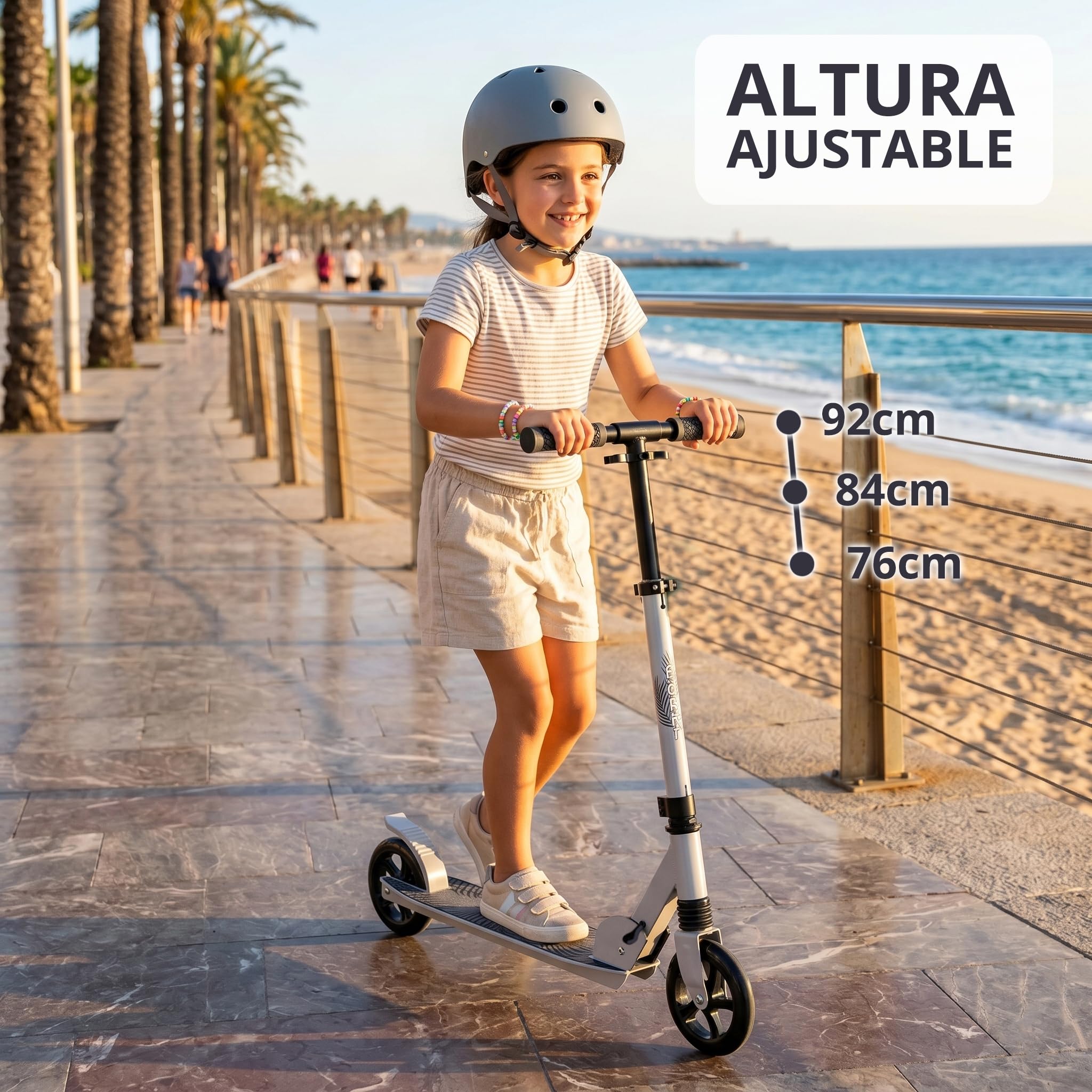 Twinly Patinete Infantil Plegable 2 Ruedas Rocky | Manillar Ajustable, Freno Trasero, Hasta 100 kg, 2 Ruedas