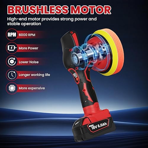 Miniatura 3 de Kit de pulidora inalámbrica para batería MILWAUKEE de iones de litio de 18 V. Pulidora orbital de 6 pulgadas con 8 velocidades variables con 25