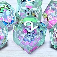Vista 18 de Resin Cat Head DND Dice, Sharp Edge Dungeons and Dragons Polyhedron Game Dice Set for Role Playing Games RPG Explorer Magic, Holiday Birthday Gifts