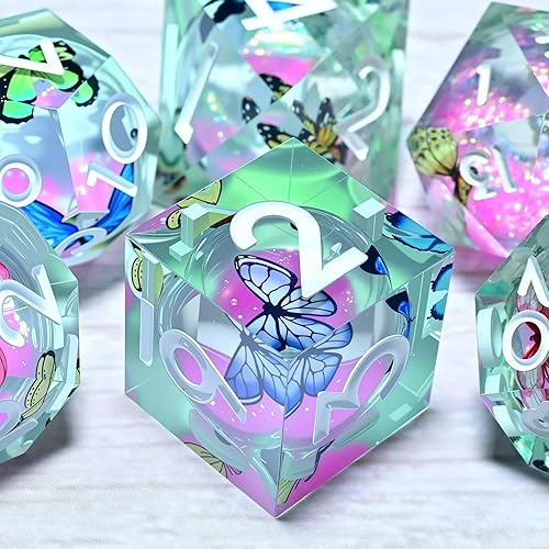 Miniatura 18 de Resin Cat Head DND Dice, Sharp Edge Dungeons and Dragons Polyhedron Game Dice Set for Role Playing Games RPG Explorer Magic, Holiday Birthday Gifts