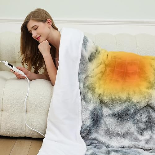 Reclite Manta térmica con peso para adultos, tamaño Queen 2 en 1 (60 x 80 pulgadas), manta eléctrica de 15 libras con forro polar agradable al tacto