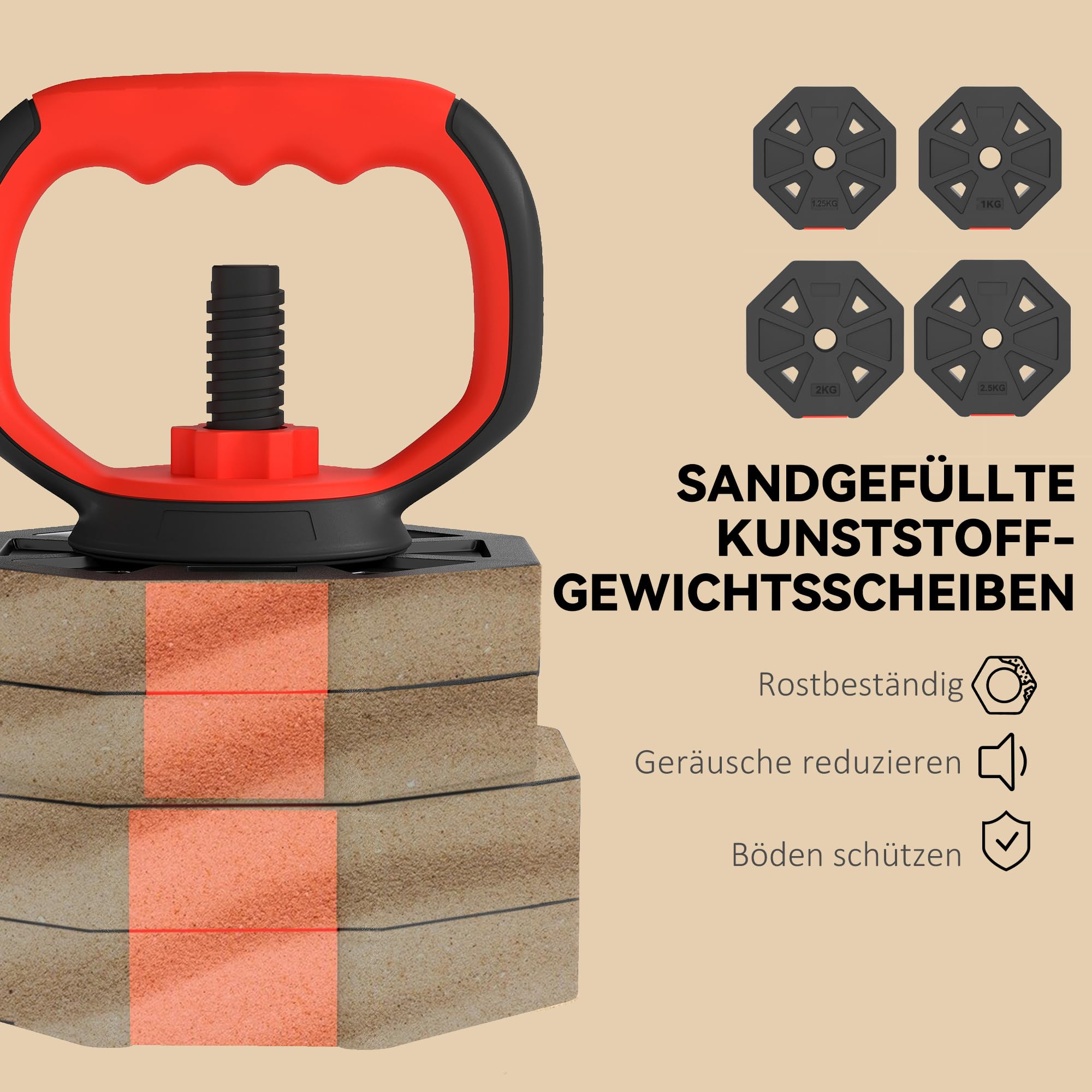 SPORTNOW 6-in-1 Hantelset Kurzhantel Set Kurzhanteln Langhanteln verstellbar 15/20/25/30 KG Hanteln Set Dumbbell mit Verbindungsrohr Sternverschlüsse Kurzhantelset für Krafttraining Zuhause