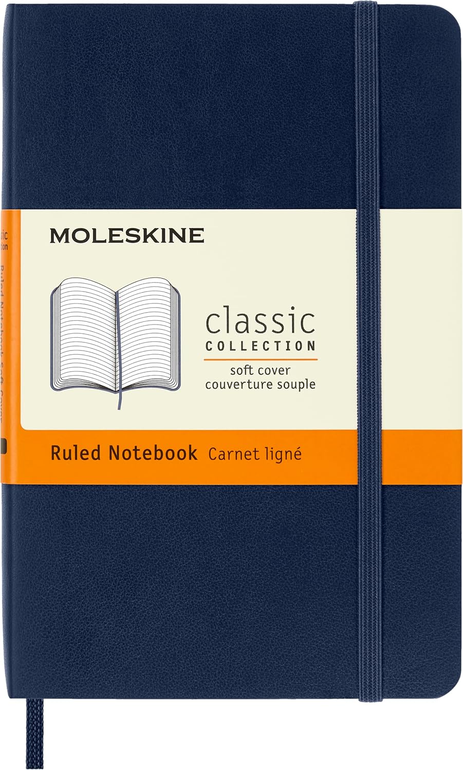Moleskine Classic Ruled Paper Notebook, Soft Cover and Elastic Closure Journal, Color Sapphire