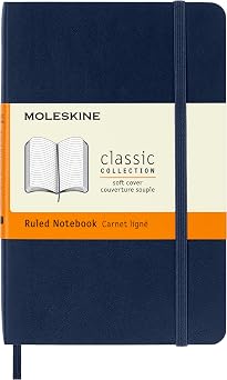 Moleskine Classic Notebook, Soft Cover, Pocket 3.5" x 5.5" Ruled/Lined, Sapphire Blue, 192 Pages