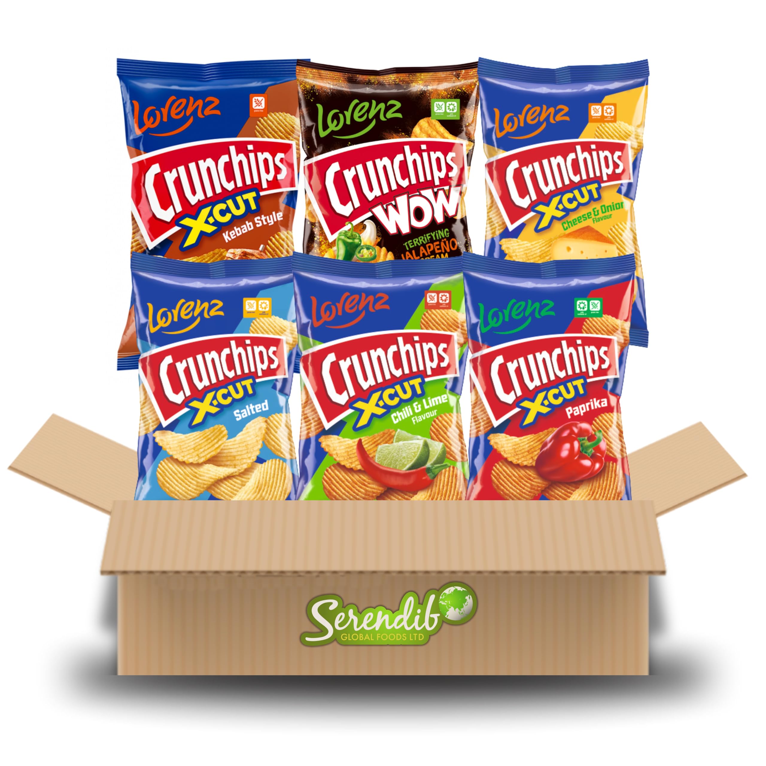 Lorenz Crunchips 130g Pick N Mix 4-Pack | Lorenz X-Cut Potato Snacks, Flavored Chips | Your Favorite Assorted Flavors | Brought to you by Serendib