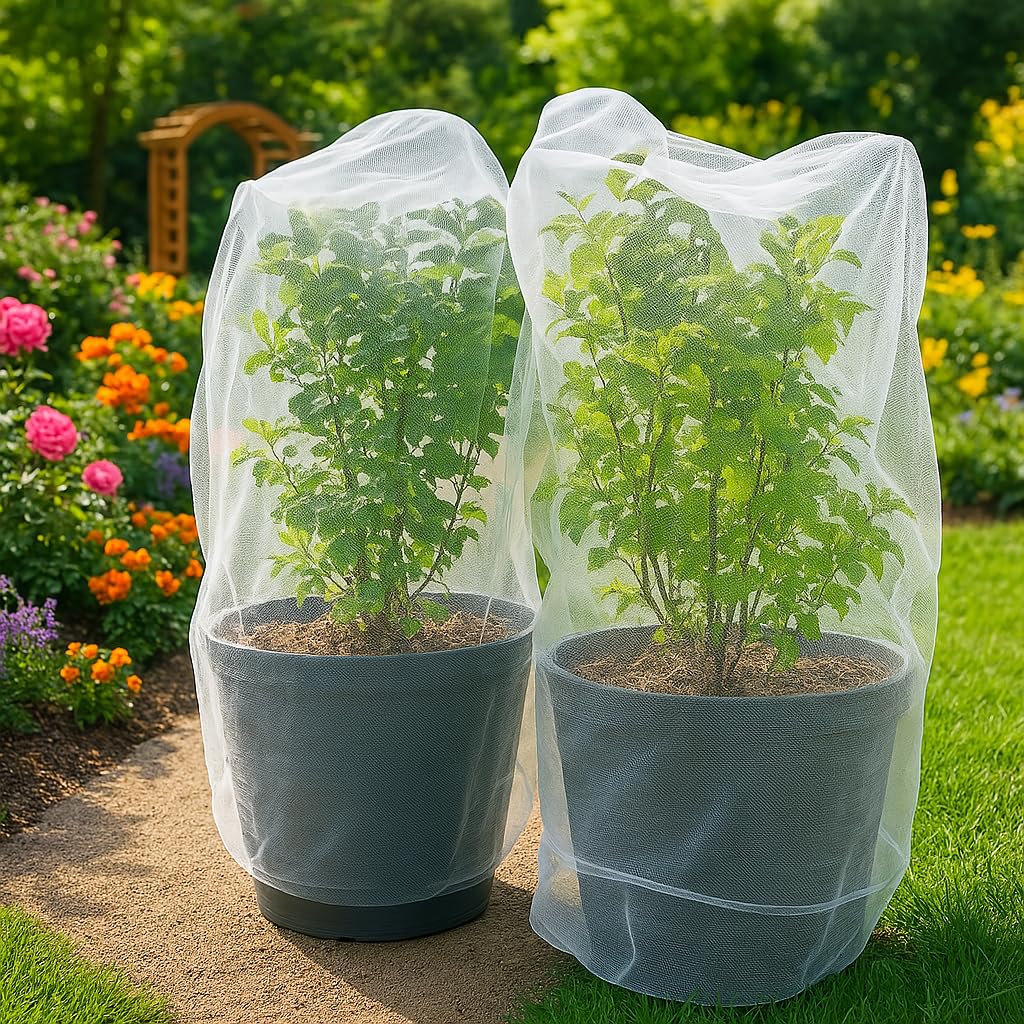 Red para Árboles Frutales 100x75CM en 4 Piezas | Bolsas de Protección para Frutas y Verduras en Diferentes Tamaños | Red de Jardín Blanca para Arándanos y Tomates