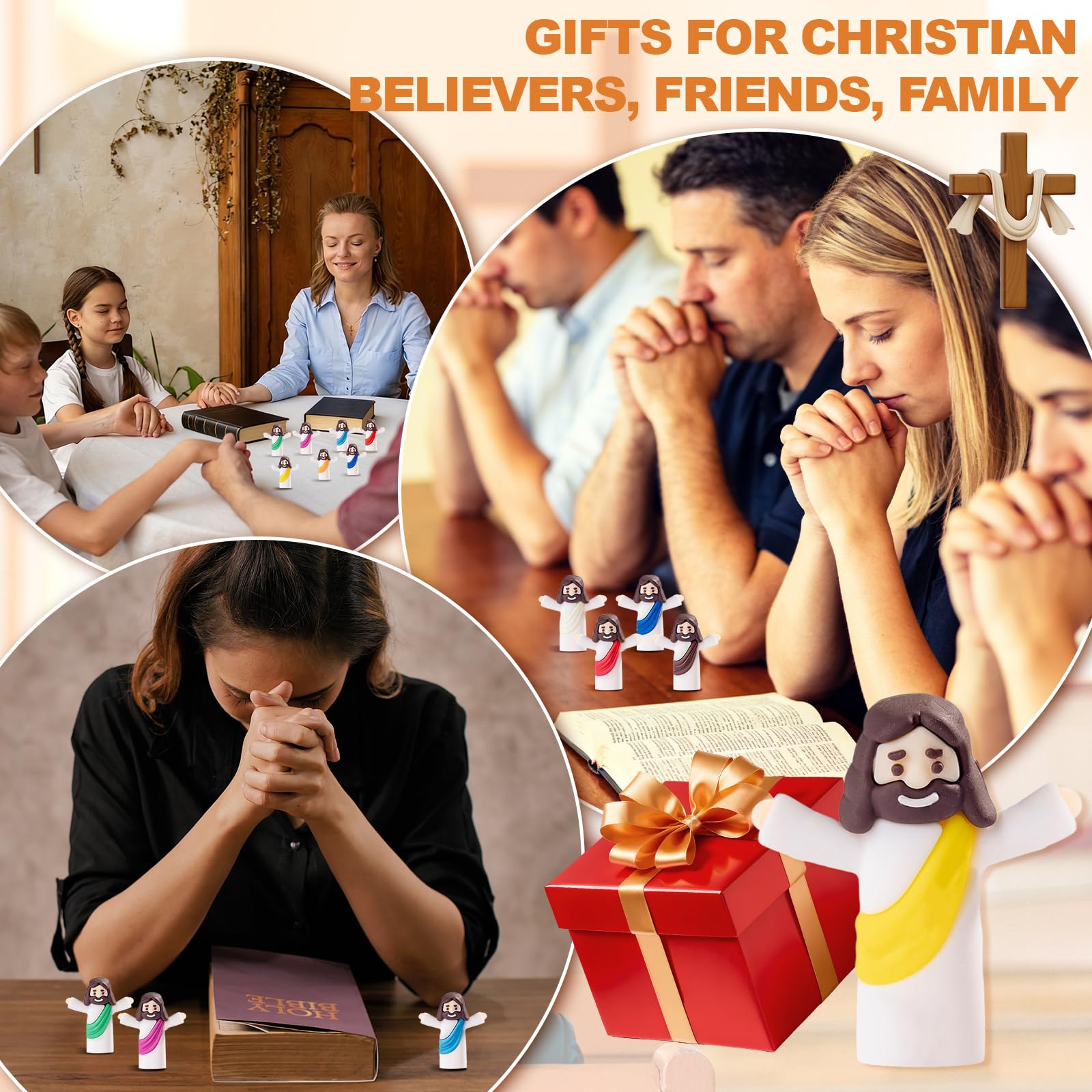 Easter 60pcs Mini Jesus Figures, Little Figures Jesus Loves You Bulk Figurine, Multicolor Mini Figure to Hide Christian Gifts, Christian Gifts for Women for Church Baptism Activities Party Supplies — view 7