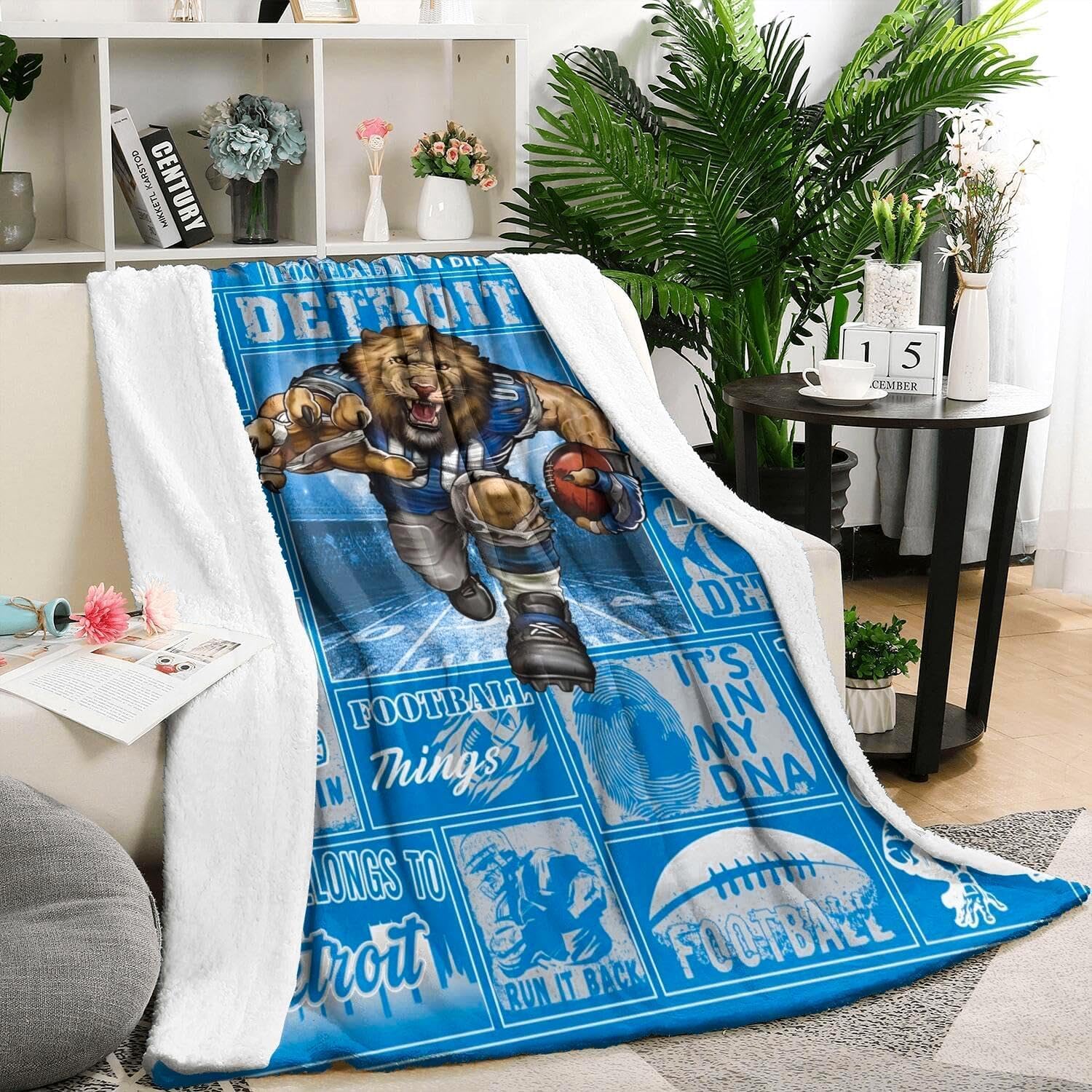 Football Blanket Gifts for Men 50" X 60", City Football Lovers Fan Gifts Merch Gear Suff Sports Fan Throw Blankets for Sofa Bed Bedroom Living Room Honolulu Blue