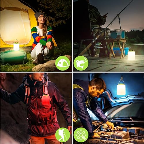 Miniatura 7 de Linterna LED para campamento, luz de campamento recargable, 4 modos, linternas al aire libre con 1000 lúmenes, resistente al agua, portátil, luz de