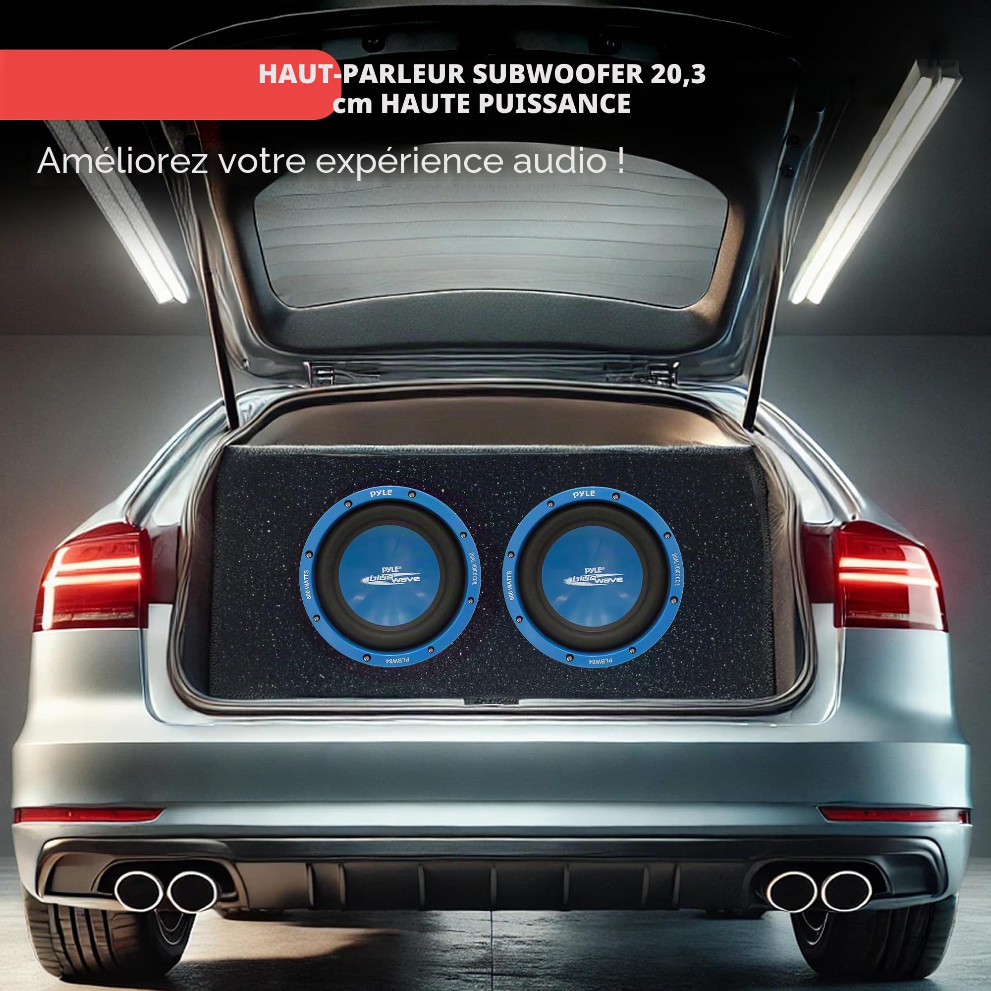 Pyle PL-BW84 Passive subwoofer Bleu subwoofer/Caisson de Basses - Subwoofers/caissons de Basses (Caisson de Basse Passif, 600 W, 4 Ohm, Bleu, 10,8 cm)