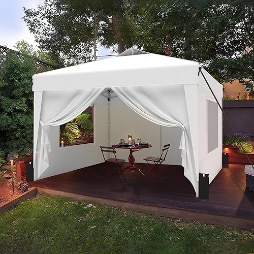 Miniatura 8 de SANWAY Tienda de campaña desplegable de 10 x 10 con paredes laterales x 4  Toldo E-Z UP con un empuje, a prueba de lluvia, resistente a los rayos