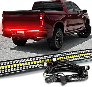 OPT7 Plug'n'Play Bundle for 2019-2021 Chevy Silverado/GMC Sierra 1500 – 60" Redline Triple Row LED Tailgate Light Bar w/Sequential Red Turn + Easy Connect Harness