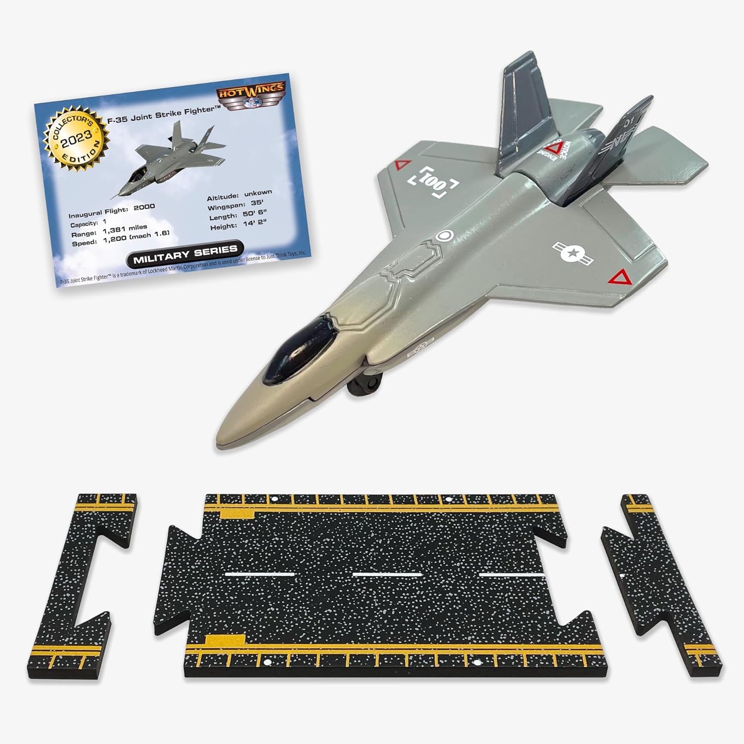 Hot Wings Planes Hot Wings Joint Strike Fighter with Connectible Runway, Grey