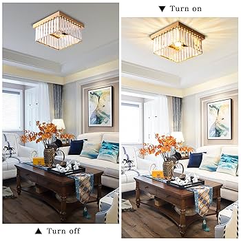 Cainjiazh 9.8" Chandelier Crystal Chandelies Ceiling Lighting Fixtures Flush Mount Ceiling Light E12 Round Modern Light Fittings For Kitchen Hallway Living Room Bedroom Hall Home Decoration(Gold