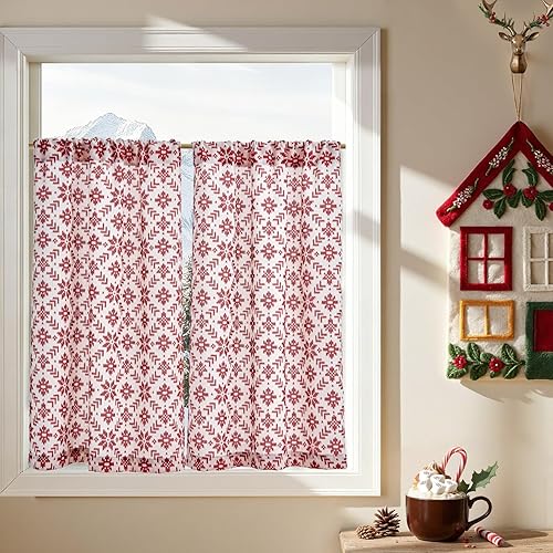 jinchan Cortinas traslĂşcidas bordadas con copos de nieve, cortinas de cocina de 36 pulgadas, cortinas de gasa para invierno, cafeterĂa, cortinas jinchan Cortinas traslĂşcidas bordadas con copos de nieve, cortinas de cocina de 36 pulgadas, cortinas de gasa para invierno, cafeterĂa, cortinas
