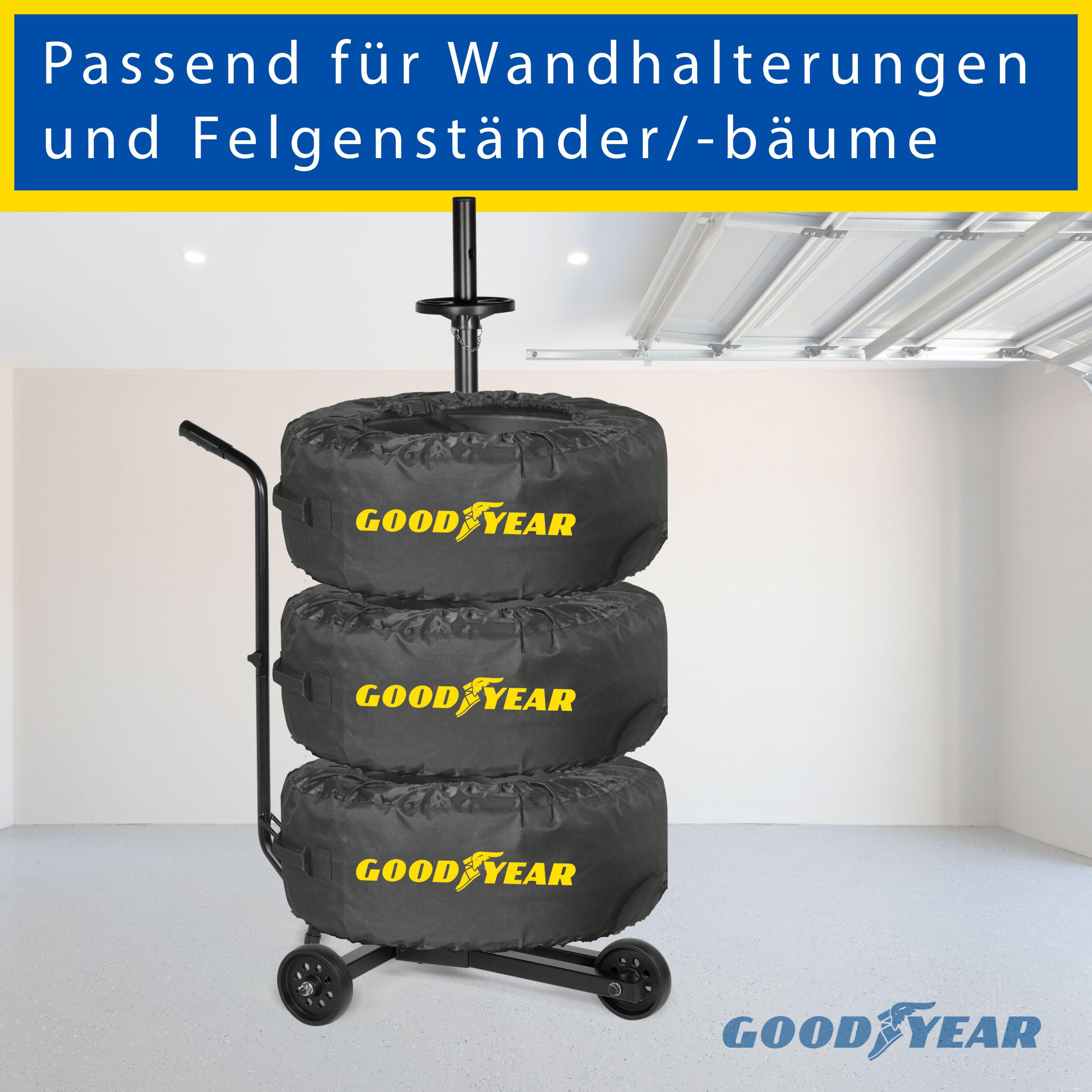 GOODYEAR Reifentaschen aus 600D Polyester zum Transport, Lagerung von Reifen, UV Schutz, wasserabweisend schwarz Set 4-teilig