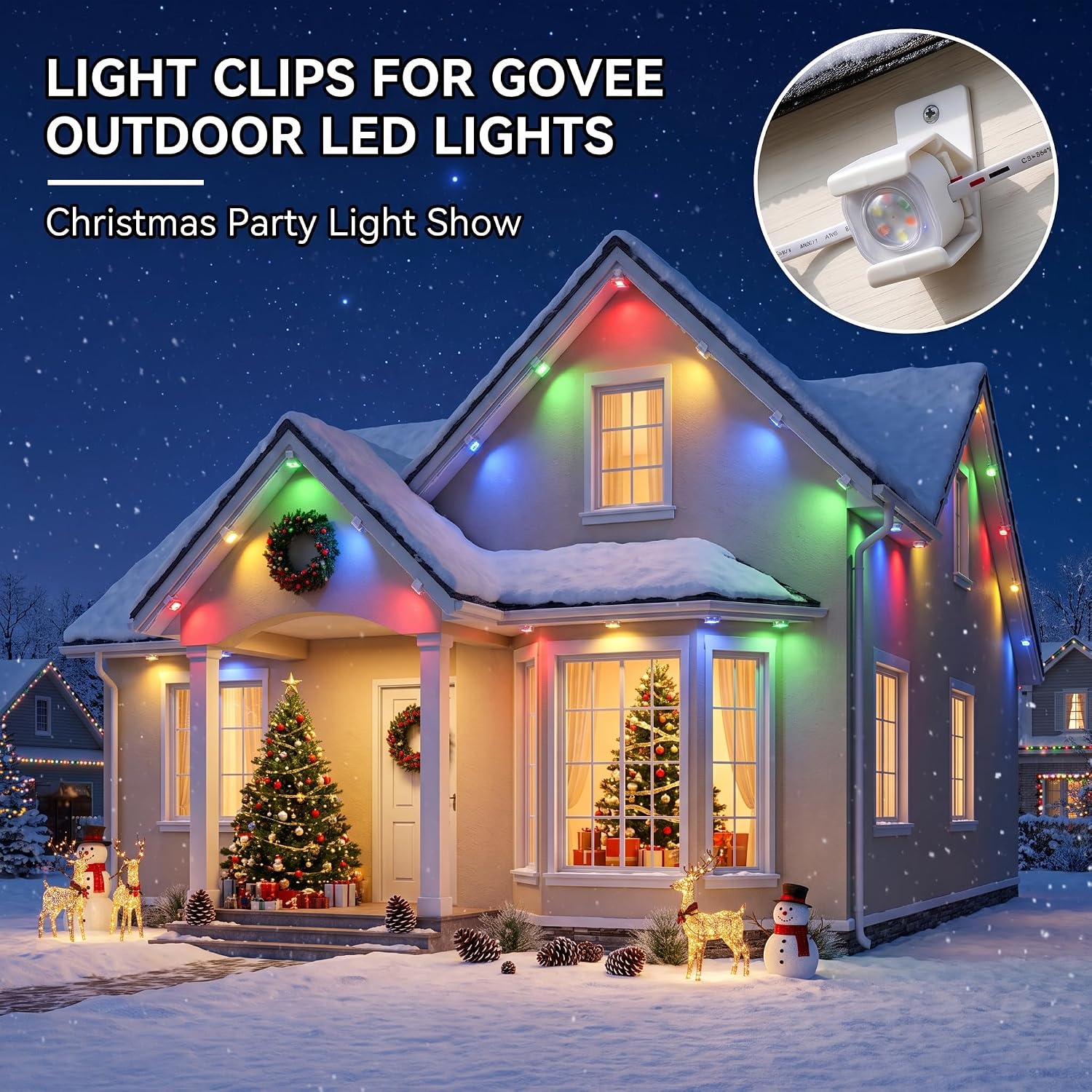 45°Angle Light Clips for Govee Outdoor Lights with Power Bracket
