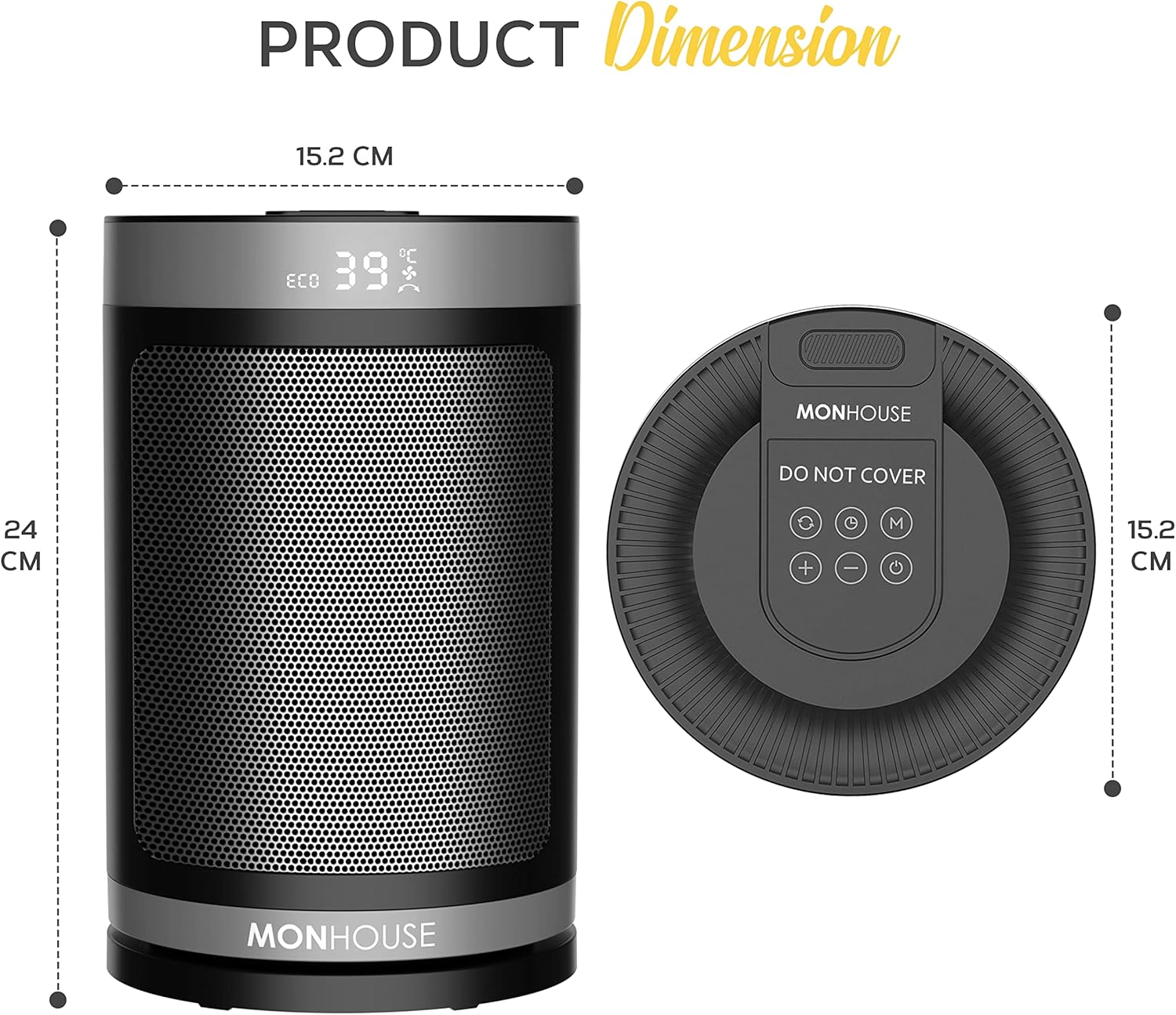 MONHOUSE Portable Electric Space Heater Energy Efficient PTC Ceramic