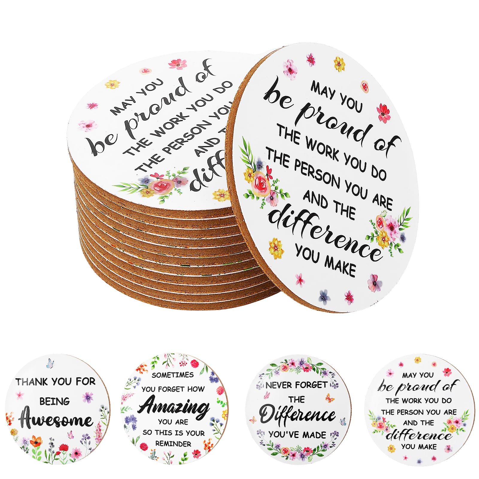 saerryor Thank You Gifts for Women,12Pcs Employee Round Coasters