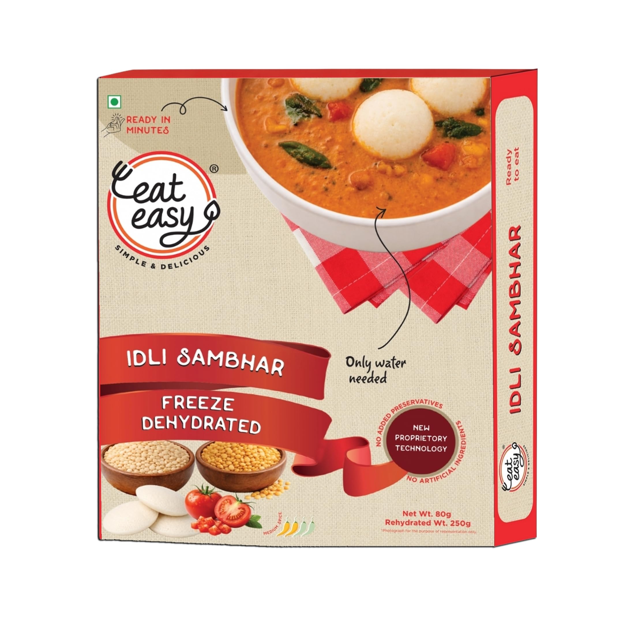 Eat Easy Instant Idli Sambar- 80gm (Pack of 2) | Freeze Dried South Indian Meal | Made with Rice Idli, Urad Dal & Authentic Sambar | Just Add Hot Water-image-8