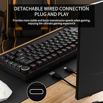 Newmen GM326 Gaming Keyboard Mechanical Keyboard Cable 75 Percent USB C