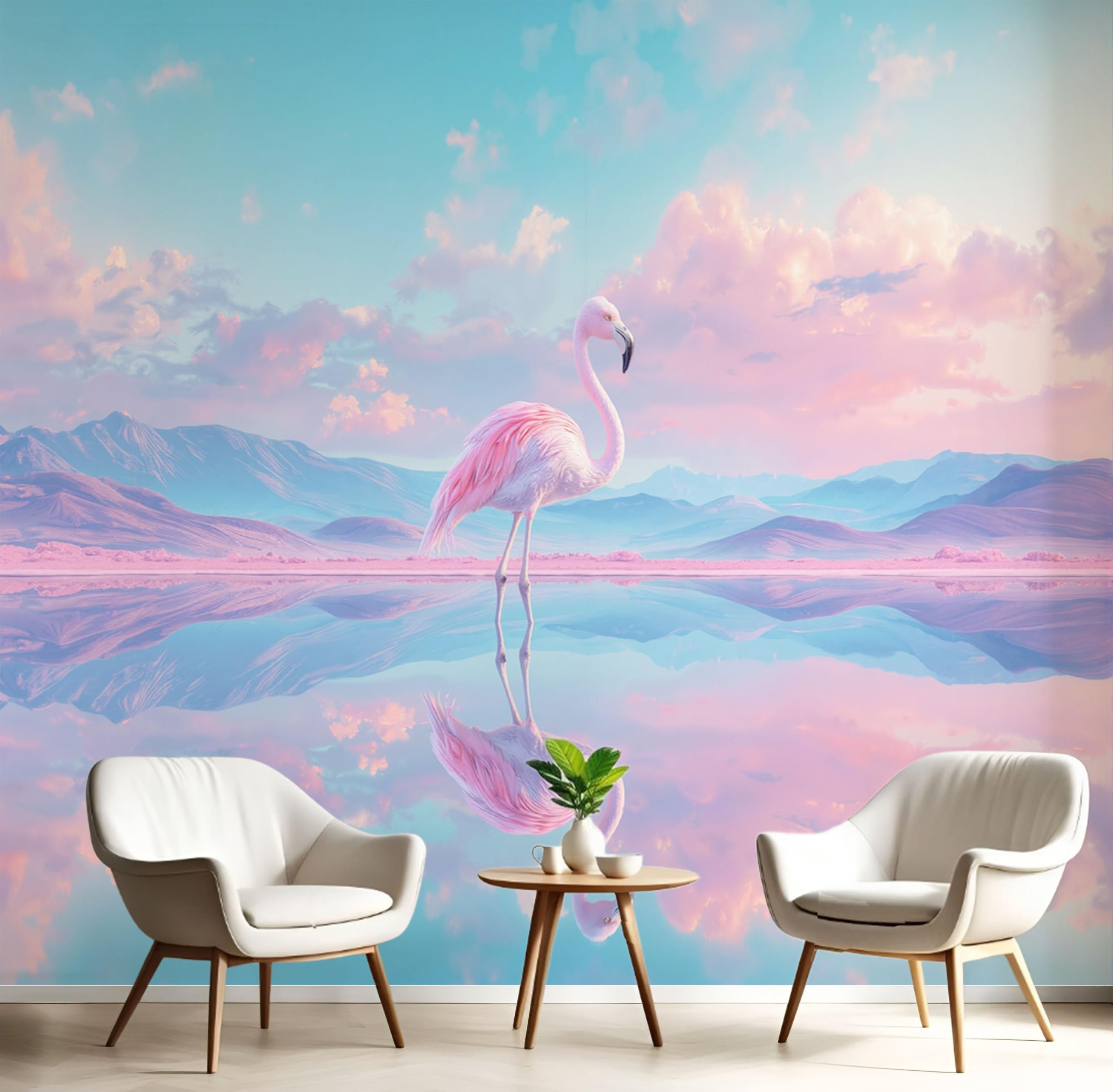 Papier peint panoramique bleu rose pour une ambiance de rêve